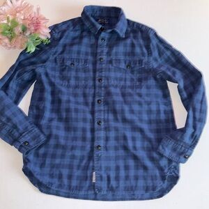 POLO RALPH LAUREN BLUE PLAID FLANNEL SHIRT Large Ralph Lauren Retro fit